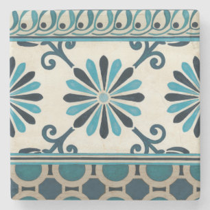 Non-Embellished Indigo Frieze II Stone Coaster