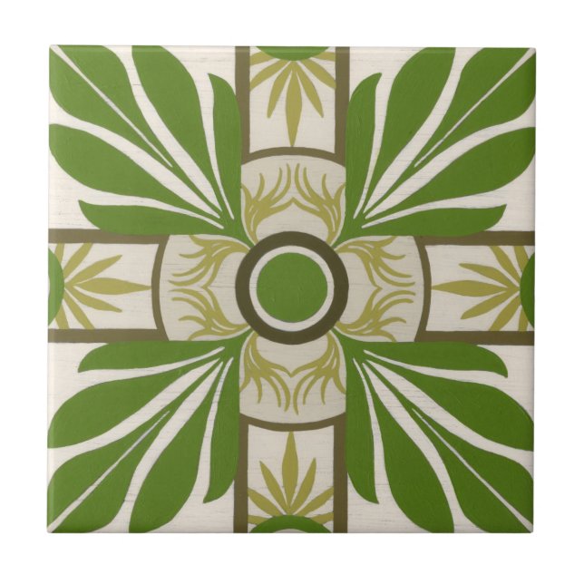 Non-Embellished Palm Motif I Ceramic Tile (Front)