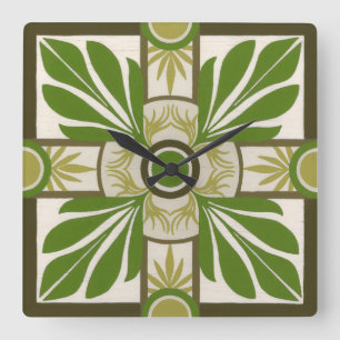 Non-Embellished Palm Motif I Square Wall Clock