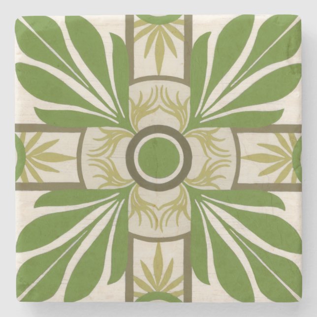 Non-Embellished Palm Motif I Stone Coaster (Front)