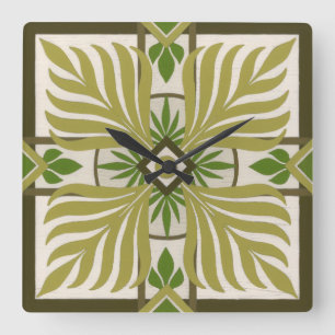 Non-Embellished Palm Motif II Square Wall Clock