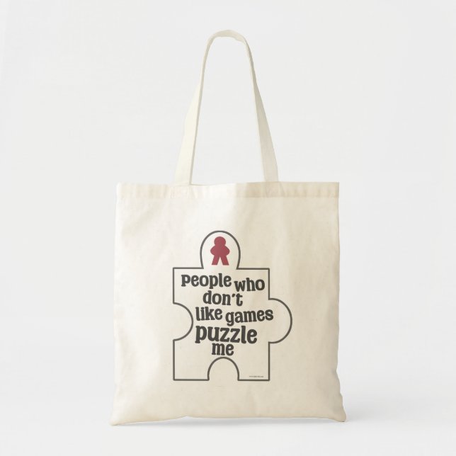 Non Gaming People Puzzle Me Meeple Fun Tote Bag (Front)