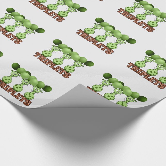 Non-Gender Specific Green Giraffe Triplets Wrapping Paper (Corner)