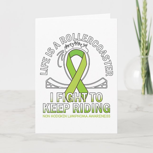 Non hodgkin lymphoma cancer awareness lime ribbon card (Front)