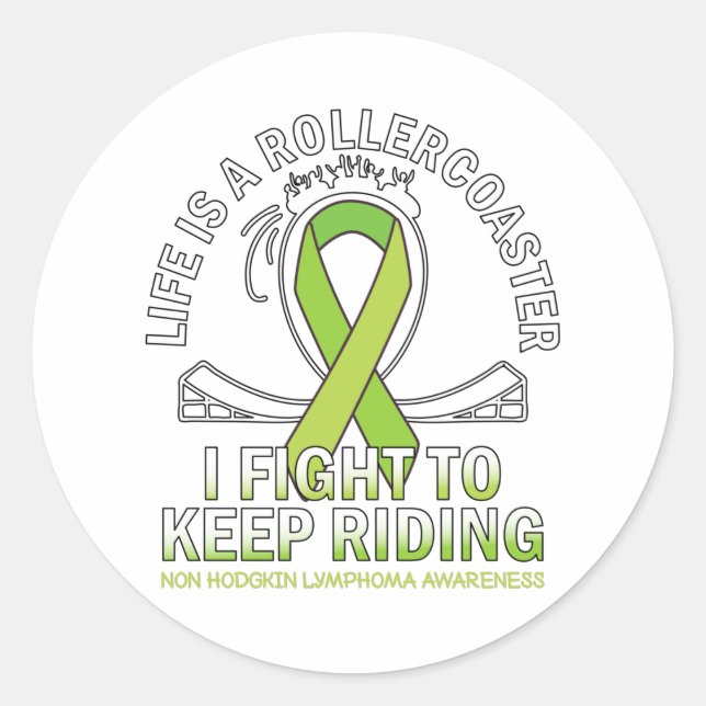 Non hodgkin lymphoma cancer awareness lime ribbon classic round sticker (Front)