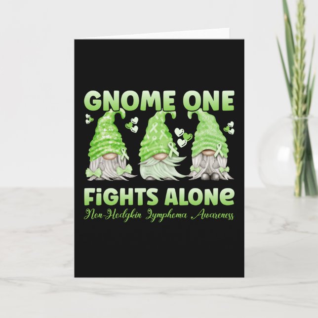 Non Hodgkin Lymphoma Cancer Lime Ribbon Gnome Card (Front)