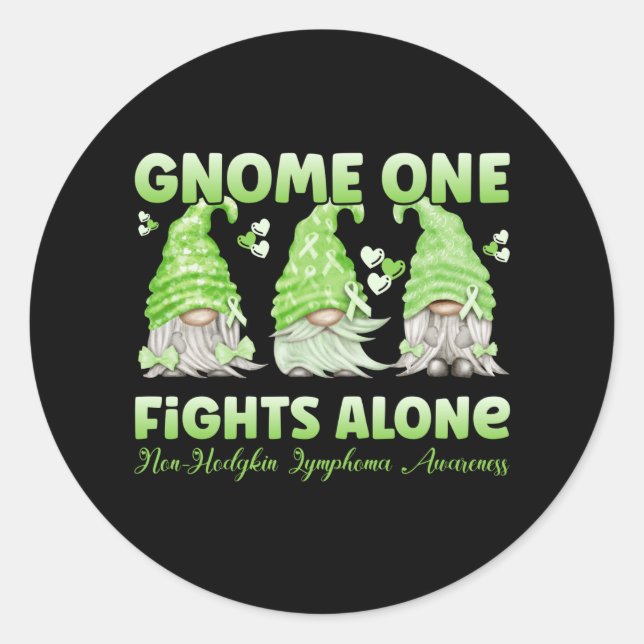 Non Hodgkin Lymphoma Cancer Lime Ribbon Gnome Classic Round Sticker (Front)
