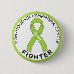 Non-Hodgkin Lymphoma Fighter Ribbon White Button