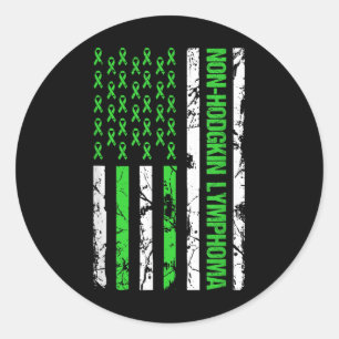 Non Hodgkin Lymphoma Flag Lime Green Ribbon Classic Round Sticker