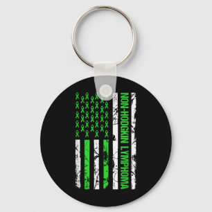 Non Hodgkin Lymphoma Flag Lime Green Ribbon Key Ring