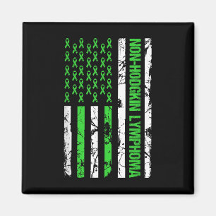 Non Hodgkin Lymphoma Flag Lime Green Ribbon Magnet