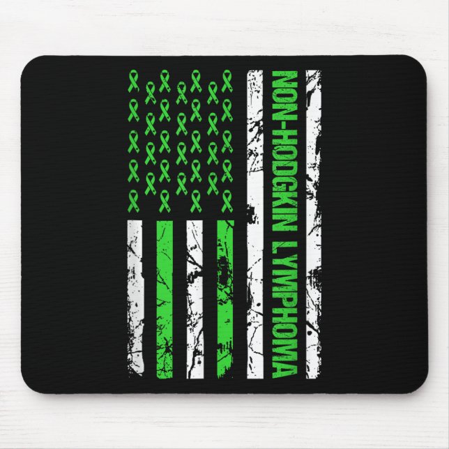 Non Hodgkin Lymphoma Flag Lime Green Ribbon Mouse Pad (Front)