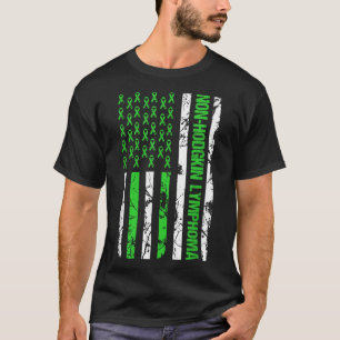 Non Hodgkin Lymphoma Flag Lime Green Ribbon T-Shirt