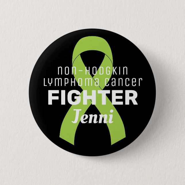 Non-Hodgkin Lymphoma Ribbon Black Button (Front)
