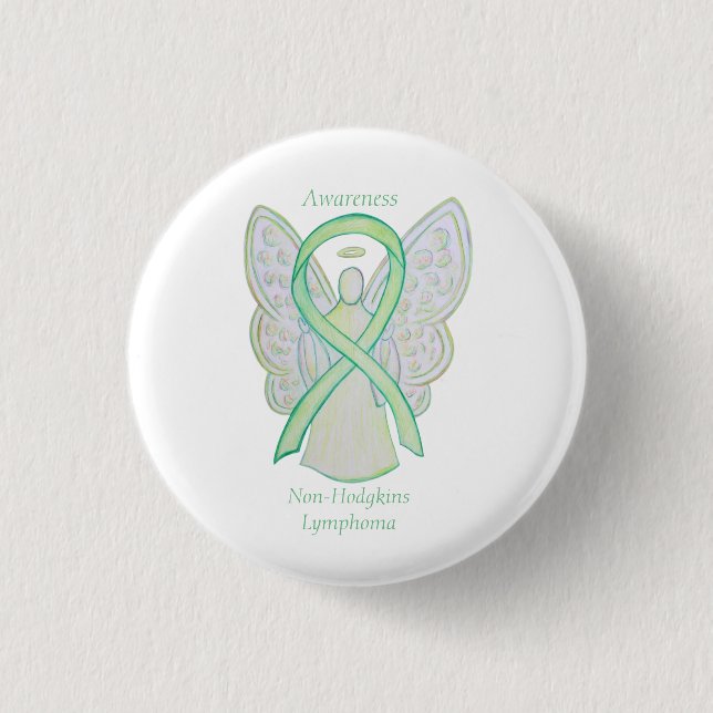 Non-Hodgkins Lymphoma Angel Lime Green Ribbon Pins (Front)