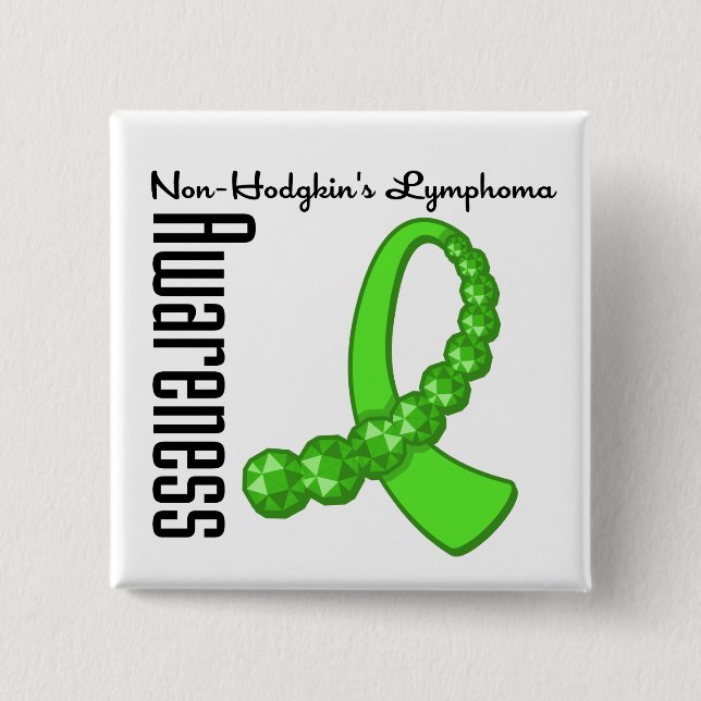 Non Hodgkins Lymphoma Awareness Gemstone Ribbon 15 Cm Square Badge (Front)