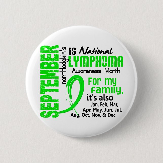 Non-Hodgkin's Lymphoma Awareness Month My Family 6 Cm Round Badge (Front)