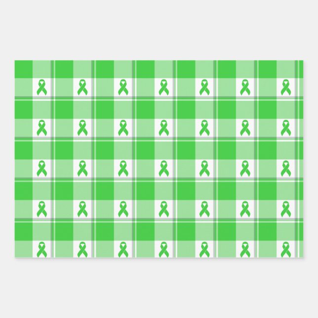 Non-Hodgkin's Lymphoma Awareness Plaid Lime Green Wrapping Paper Sheet (Front)
