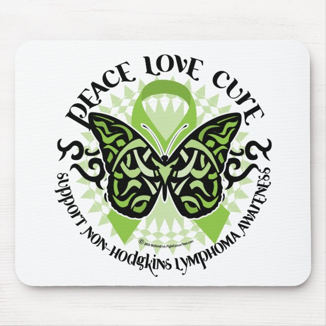 Non-Hodgkins Lymphoma Butterfly Tribal Mouse Pad (Front)