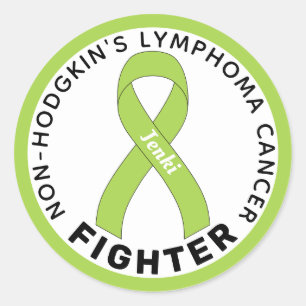 Non-Hodgkin's Lymphoma Cancer Fighter Ribbon White Classic Round Sticker