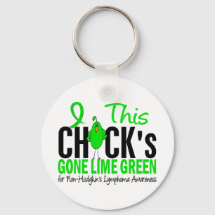 NON-HODGKINS LYMPHOMA Chick Gone Lime Green Key Ring