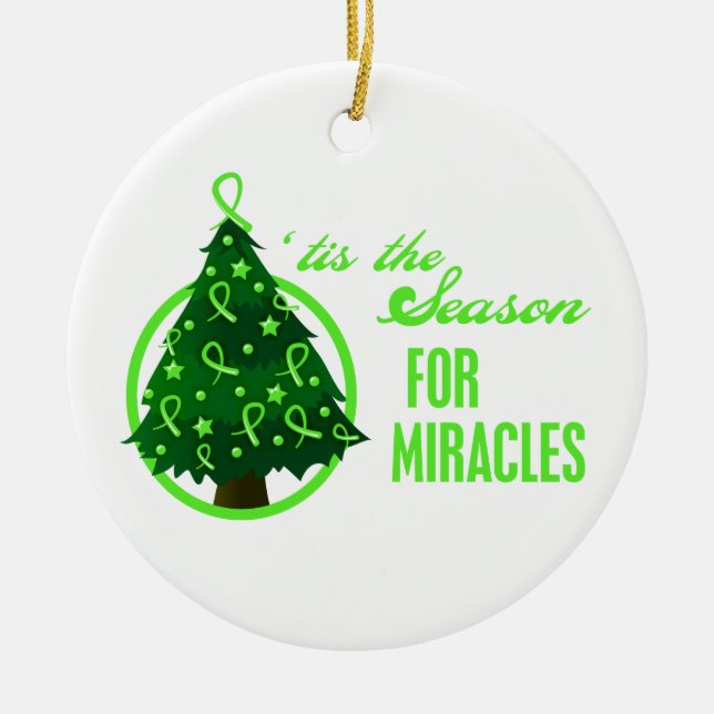 Non-Hodgkins Lymphoma Christmas Miracles Ceramic Tree Decoration (Front)