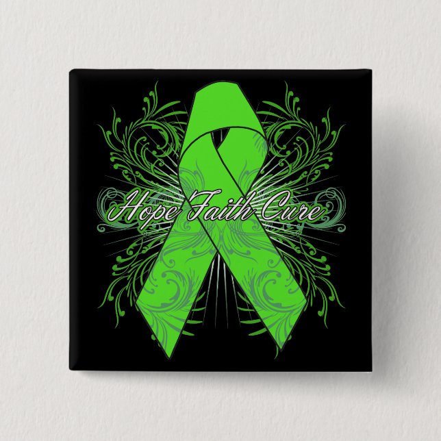 Non-Hodgkins Lymphoma Flourish Hope Faith Cure 15 Cm Square Badge (Front)