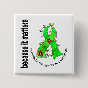Non-Hodgkin's Lymphoma Flower Ribbon 3 15 Cm Square Badge