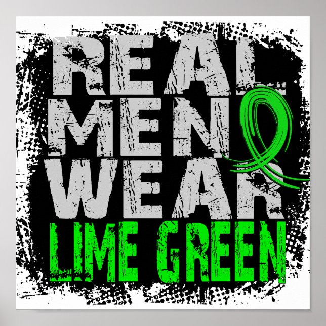 Non-Hodgkin's Lymphoma Real Men Wear Lime Green Poster (Front)