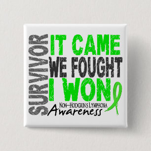 Non-Hodgkins Lymphoma Survivor It Came We Fought 15 Cm Square Badge