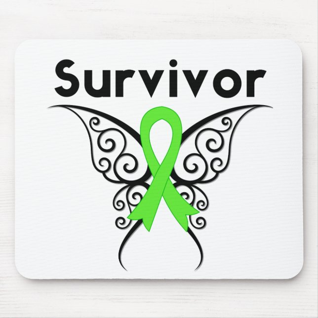 Non-Hodgkins Lymphoma Survivor Tribal Butterfly Mouse Pad (Front)