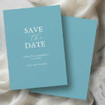 Non Photo Blue Minimal Save The Dates Date<br><div class="desc">Announce your big day in style with these elegant save the dates! Designed for couples looking for a non-photo, modern save the date wedding invitation, this card features a bold turquoise blue background with a sophisticated mix of classic and script typography in crisp white. Easily customise the template fields with...</div>
