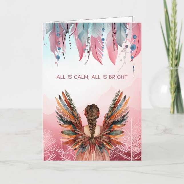 Non-Photo Bohemian Christmas  Folded Holiday Card (Front)