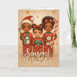 Non Photo Christmas Card Children Vintage Style