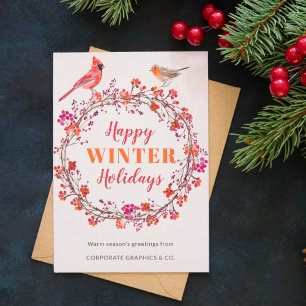 Non photo Christmas wreath elegant greeting Holiday Card