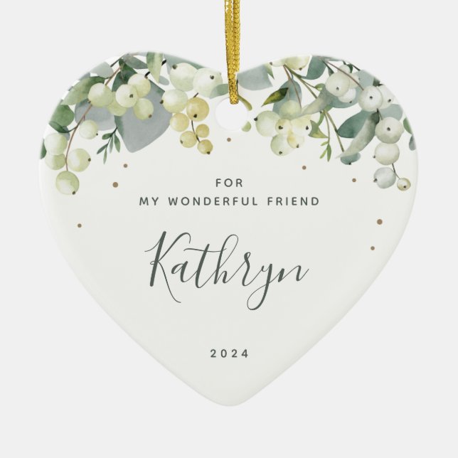 Non-Photo Custom for Anyone Christmas Heart Shaped Ceramic Ornament (Front)