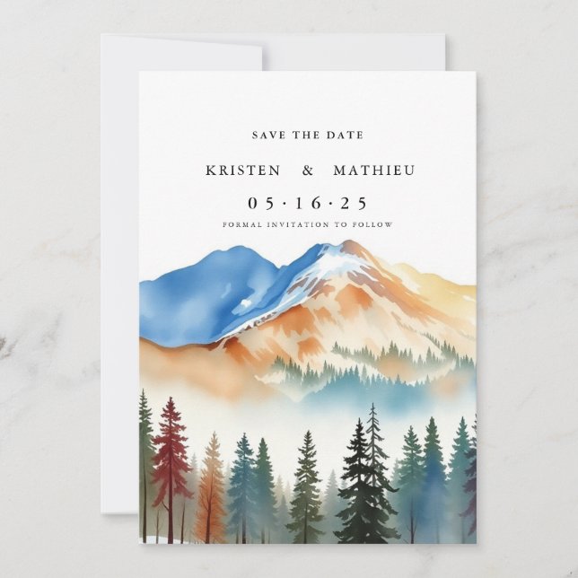 Non-Photo Custom Mountain Save The Date (Front)
