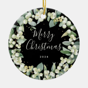 Non-Photo Custom Snowberry Christmas Ceramic Ornament