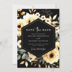 Non-Photo Elegant Gold and Black Wedding Save The Date