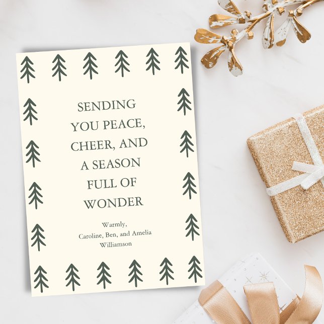 Non-Photo Pine Tree Christmas Forest Personalised Holiday Card (Creator Uploaded)