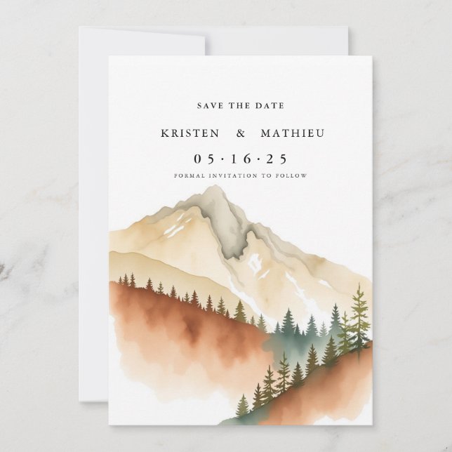 Non-Photo Printable Mountain Save The Date (Front)