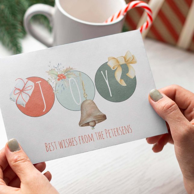 Non photo retro modern joy typography Christmas Holiday Card (Creator Uploaded)