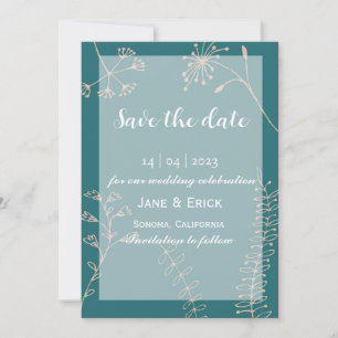 Non Photo Simple Greenish Blue Wild Flower  Save The Date