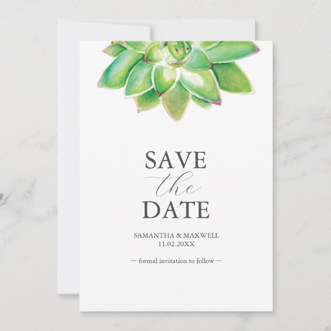 Non Photo Wedding SaveThe Date Invitations Botanic (Front)