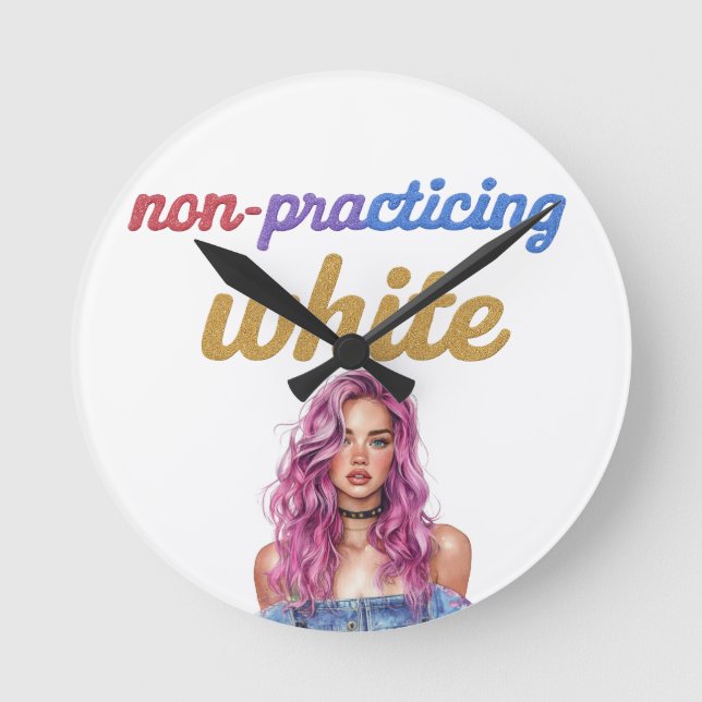 Non-practicing white round clock (Front)