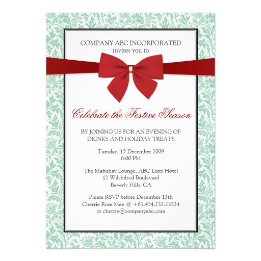 Non Religious Holiday Party Invitati (Faux Ribbon) 5