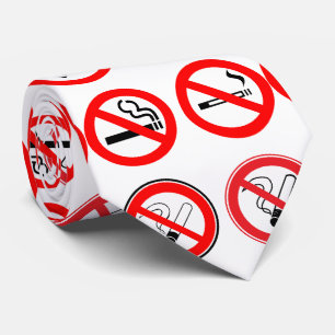 Non-smoking! Cigar prohibiting. White background. Tie