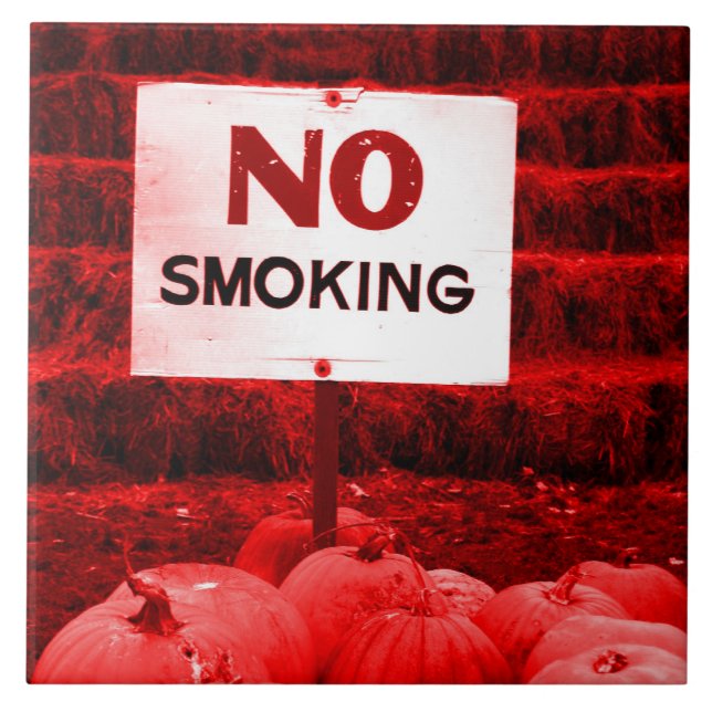 Non-Smoking Pumpkins - Red Ceramic Tile (Front)