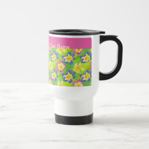 Non-spill Mug to Personalise Primroses Gingham
