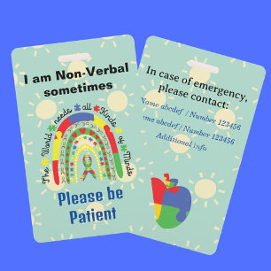 Non Verbal Autism awareness lanyard autistic ID ID Badge